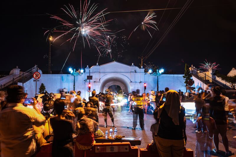 New Year's Eve celebrations in Yogyakarta, Indonesia. Getty 