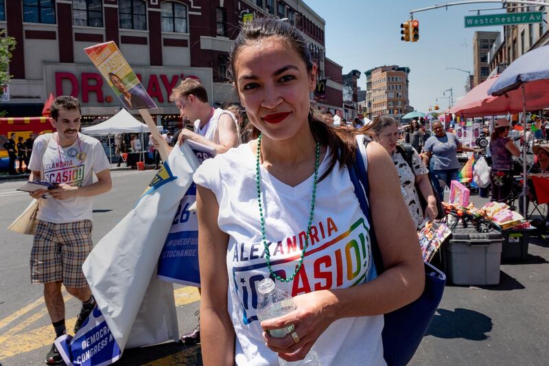 Alexandria Ocasio-Cortez marches during the Bronx's pride parade in the Bronx borough of New York City, New York, U.S., June 17, 2018.  Picture taken June 17, 2018. REUTERS/David Delgado