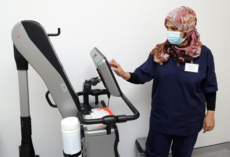 Radiology technologist Syeda Zaidi during a visit to the SEHA field hospital for Covid-19 patients in Ajman on April 25th, 2021. Chris Whiteoak / The National. 
Reporter: Kelly Clarke for News