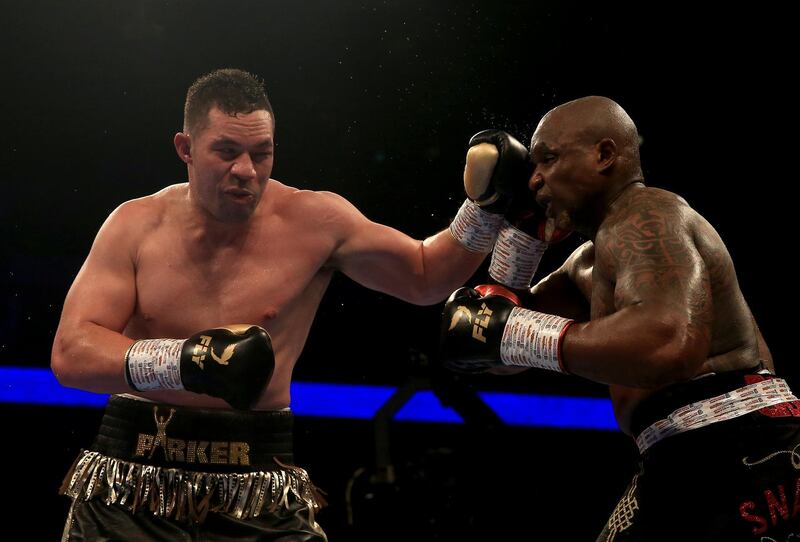 Joseph Parker lands a punch on Dillian Whyte. Getty Images