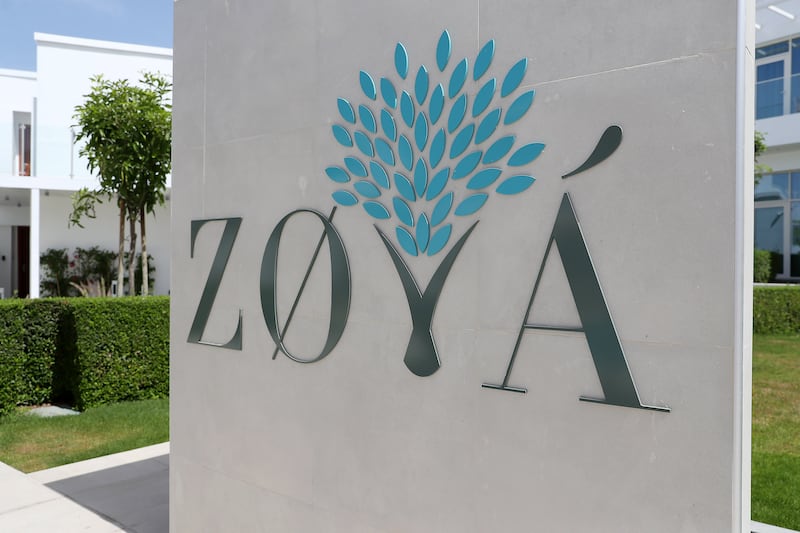 Zoya signage at the ZOYA Health & Wellbeing Resort in Ajman. Pawan Singh / The National