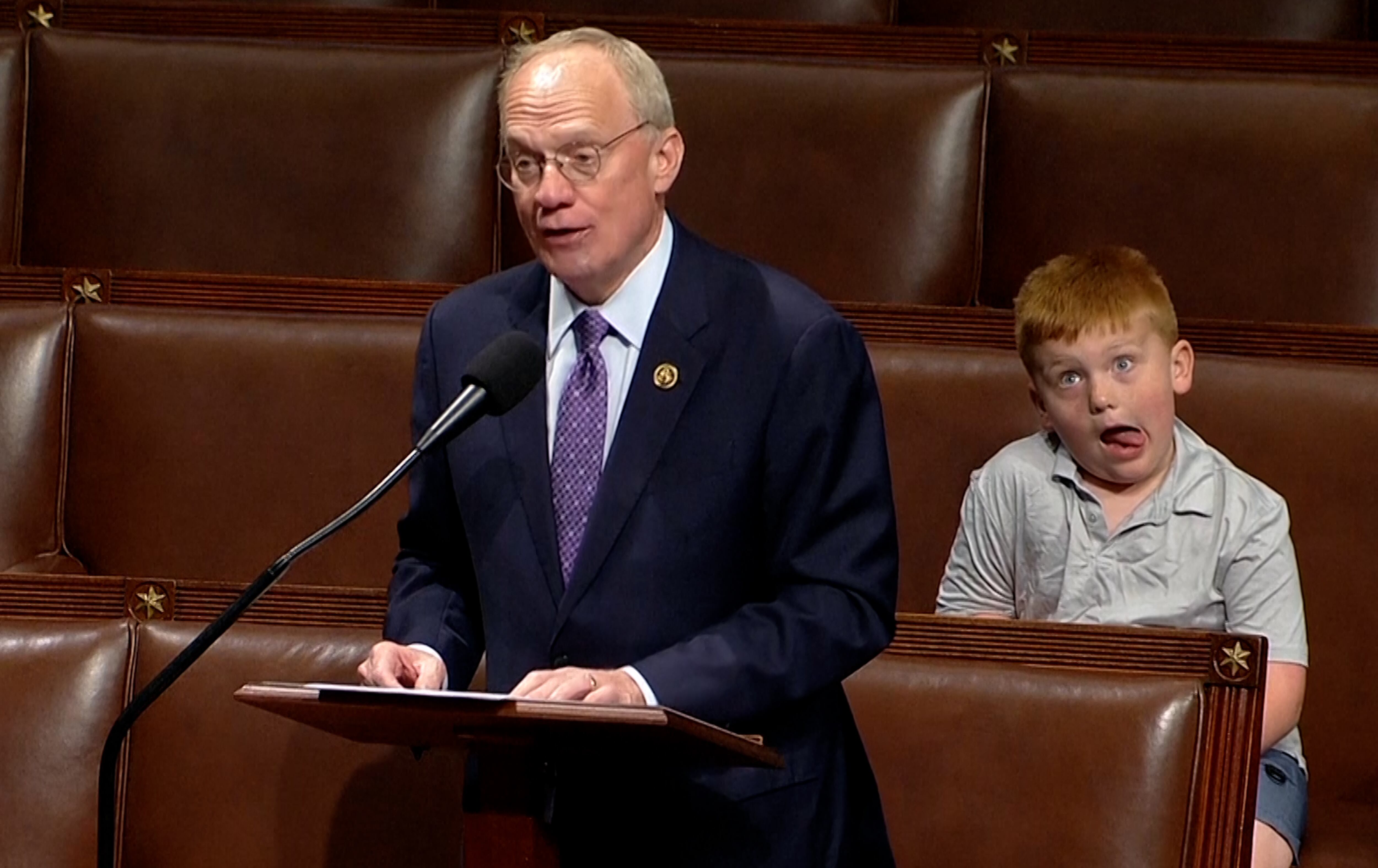 US Congressman's son steals show by pulling faces during House speech - Vimarsana News