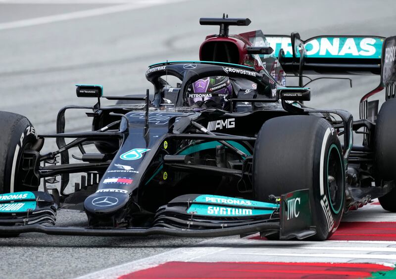 Mercedes driver Lewis Hamilton steers his car during the Austrian Grand Prix.