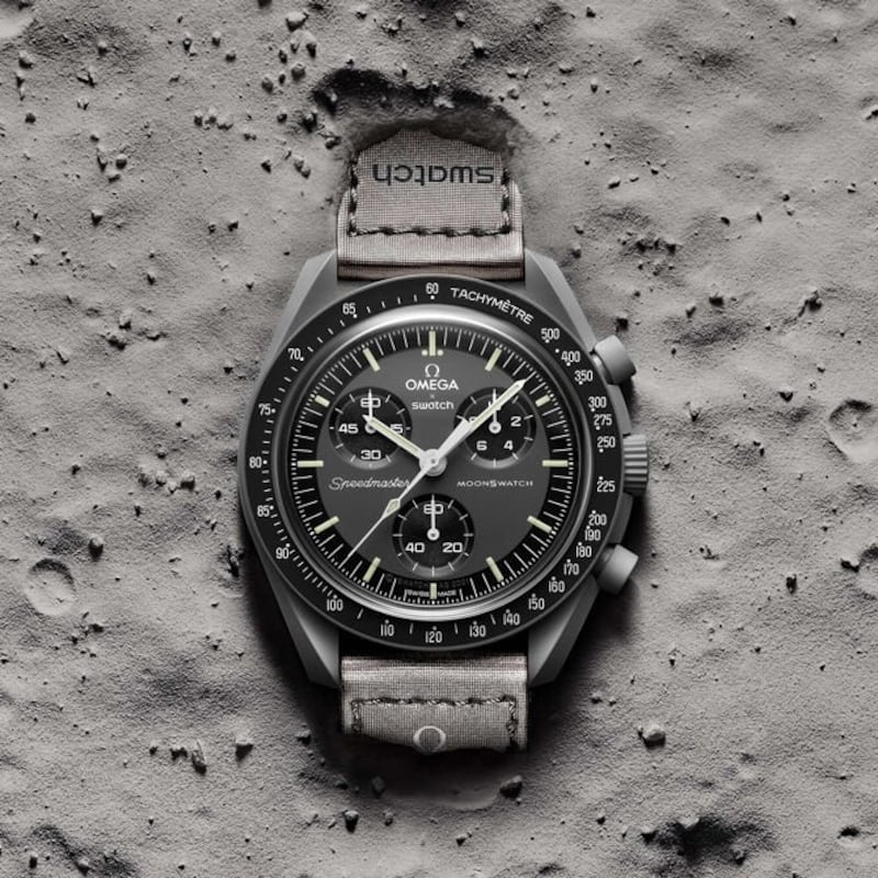 In some websites, the collaboration watch is reselling for more than Omega’s original $6,800 Speedmaster. Photo: Swatch