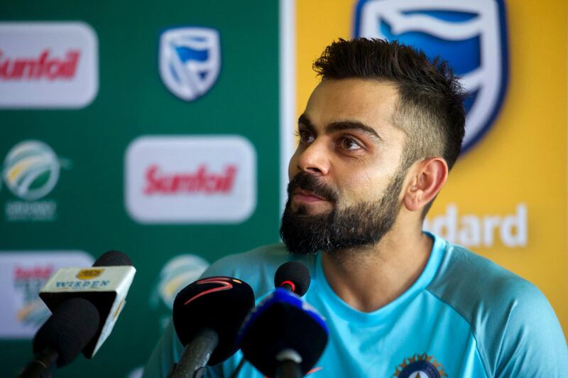 Indian cricket captain Virat Kohli attends a press conference in Cape Town, South Africa, Saturday, Dec. 30, 2017. India are to play a three-test series against South Africa, starting Jan. 5. (AP Photo)