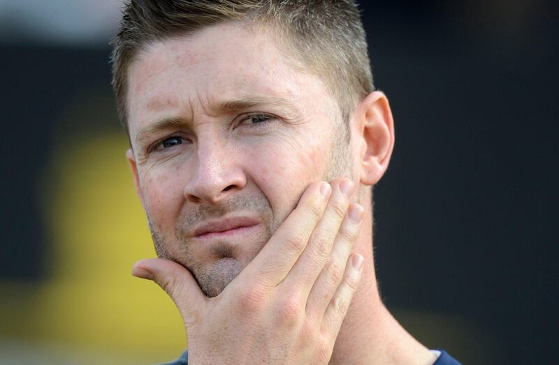 Australia's captain Michael Clarke waits for the presentations after his team lost the second Ashes cricket test match against England at Lord's cricket ground in London July 21, 2013. REUTERS/Philip Brown (BRITAIN - Tags: SPORT CRICKET) *** Local Caption ***  PB31_CRICKET-ASHES-_0721_11.JPG