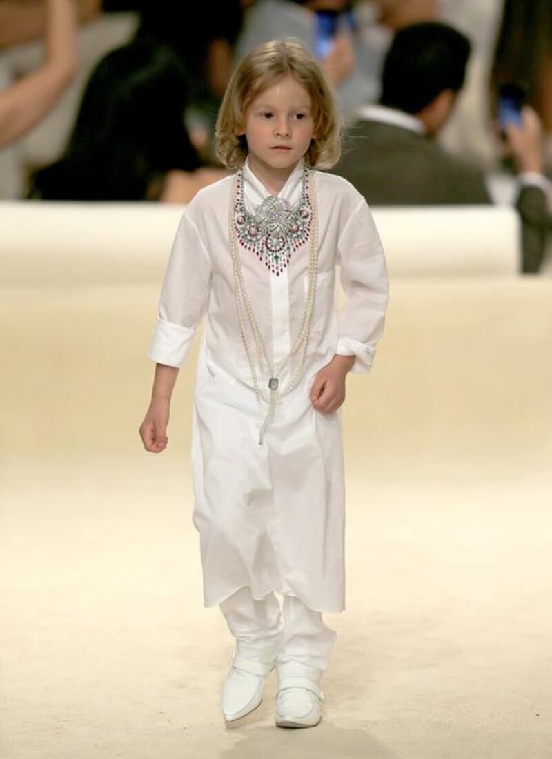 Karl Lagerfeld's godson Hudson Kroenig walks the runway. Francois Nel / Getty Images