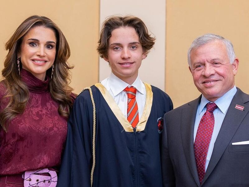 Queen Rania and King Abdullah II celebrated the graduation of their son Prince Hashem on Wednesday. Photo: Queen Rania / Instagram