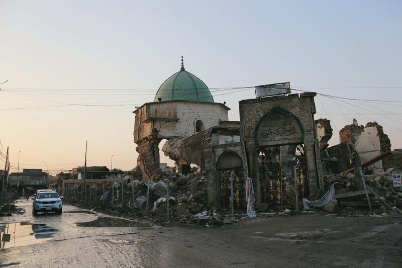 The destroyed Grand Mosque of al-Nuri is seen in the Old City of Mosul, Iraq. Reuters