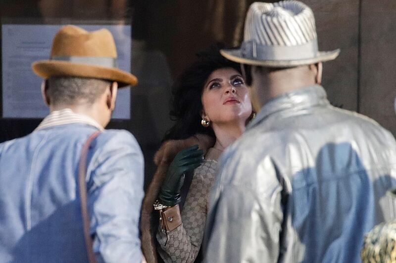 Lady Gaga plays Patrizia Reggiani during the shooting of 'House of Gucci'. AP photo