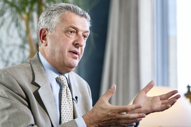 United Nations High Commissioner for Refugees, UNHCR, Italian Filippo Grandi speaks to The Associated Press during an interview at the European headquarters of the United Nations in Geneva, Switzerland, Tuesday, Sept. 13, 2016. (Salvatore Di Nolfi/Keystone via AP)