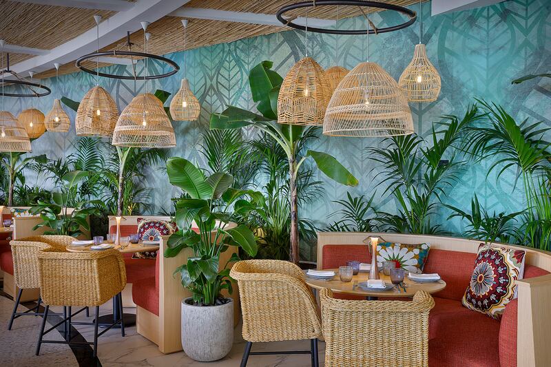 Colourful interiors await at Ginger Moon, Dubai's newest beach club experience.