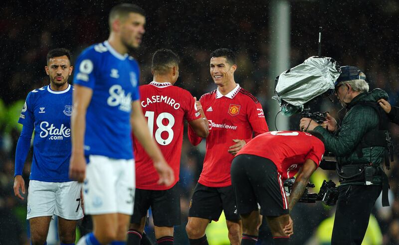 Cristiano Ronaldo and Casemiro after the final whistle. PA