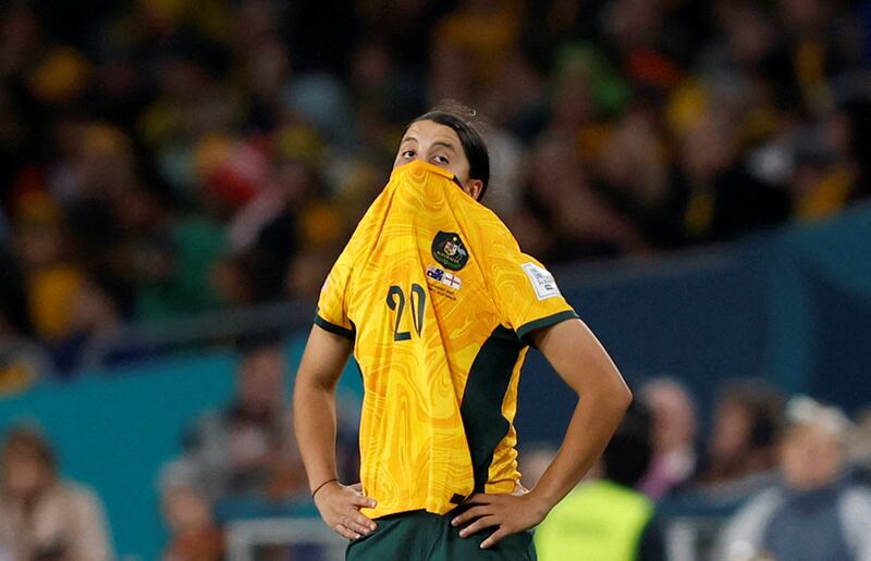 Australia's Sam Kerr is despondent after Alessia Russo scored England's third goal in the Lionesses' 3-1 victory in the semi-final of the Women's World Cup, in Sydney. England will face Spain in the final. Reuters