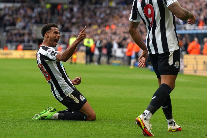 Newcastle's Jacob Murphy celebrates scoring the second goal. PA