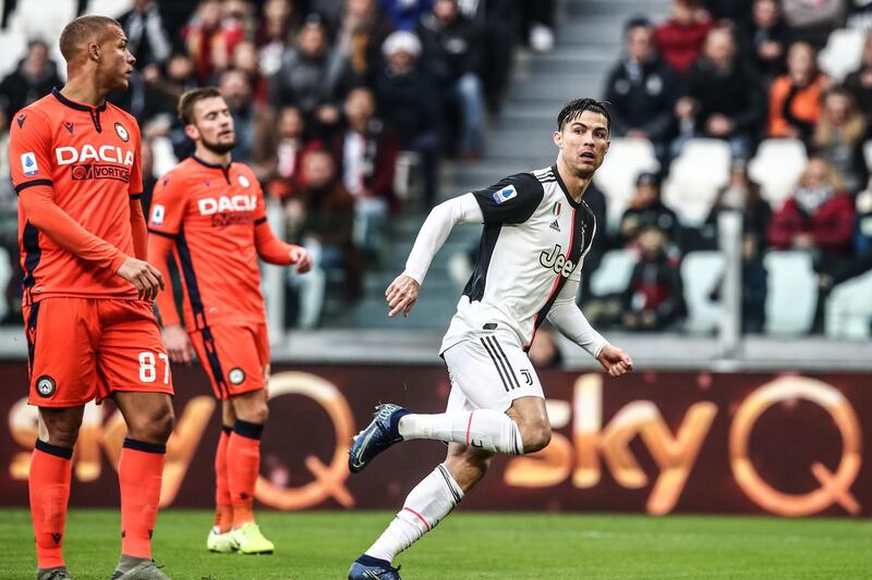 Juventus forward Cristiano Ronaldo celebrates after opening the scoring. AFP