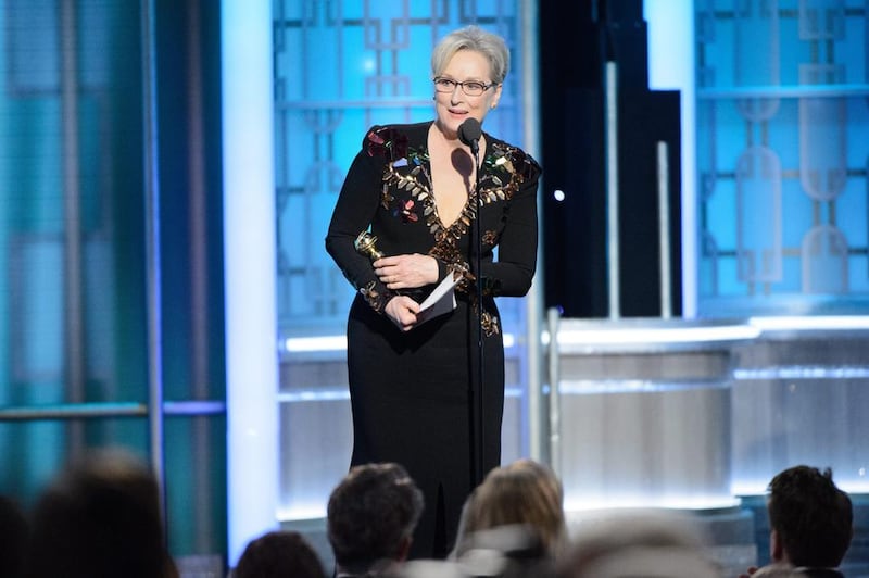 Meryl Streep accepting the Cecil B DeMille Lifetime Achievement Award during the Golden Globe Awards. EPA  

