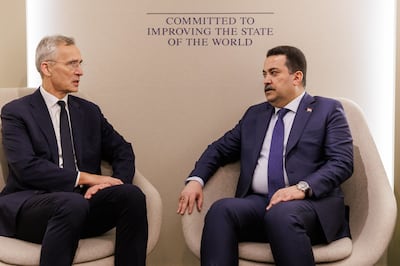 Nato Secretary General Jens Stoltenberg with Iraqi Prime Minister Mohammed Shia Al Sudani at the World Economic Forum in Davos. Photo: Nato