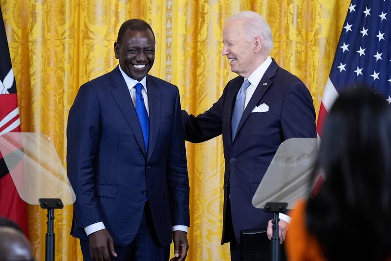 US President Joe Biden with Kenyan President William Ruto at the White House. AP