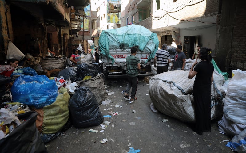 Rubbish collectors in Cairo.