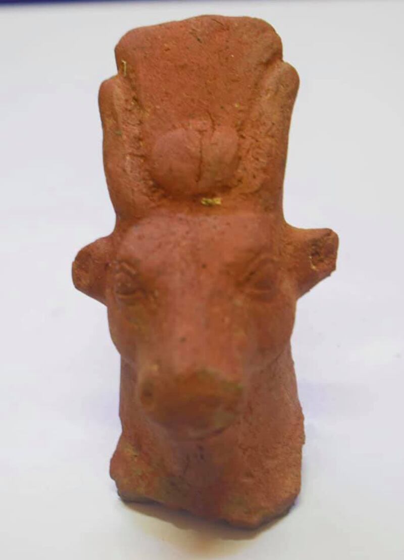 A clay sculpture of Apis, the most important and highly regarded bull deity of ancient Egypt. The piece was found at the ancient site of the city of Buto in Egypt's Nile Delta.
