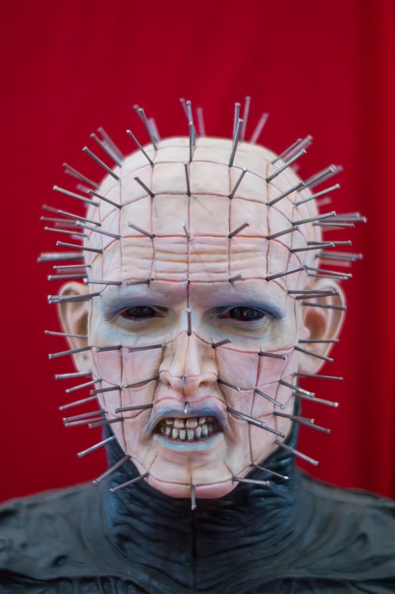 A model of the character Pinhead from Hellraiser