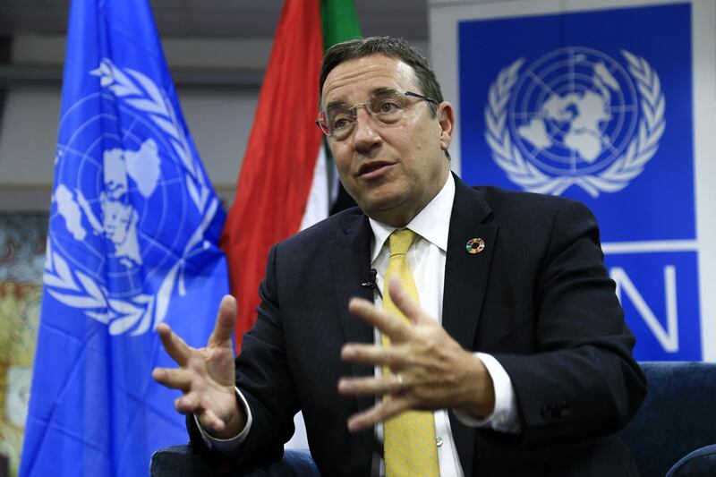 United Nations Development Programme administrator Achim Steiner speaks to AFP in an interview in the Sudanese capital Khartoum during his visit to the country, on January 29, 2020.  The top UN official warned that the international community would "pay a terrible price" if it fails to help rebuild Sudan's dilapidated economy as the African country transitions to a civilian rule.
More than a year after the start of a nationwide protest movement that led to the ouster of longtime ruler Omar al-Bashir last April, Sudan faces a series of challenges driven by an economic crisis. / AFP / ASHRAF SHAZLY
