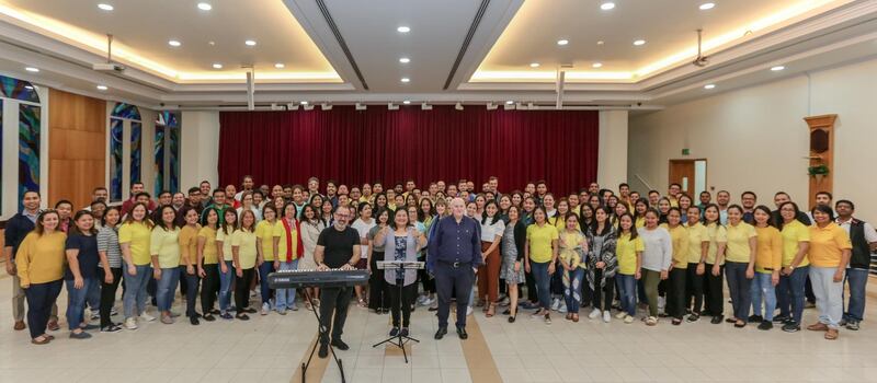 A multinational choir with representatives from the UAE's nine Catholic churches has been assembled to sing during Pope Francis Abu Dhabi mass next month. Courtesy Avosa