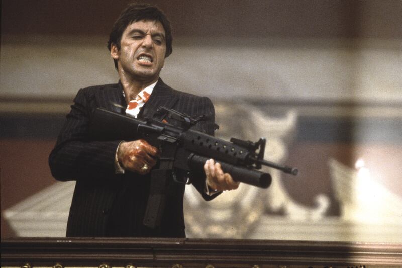 Brian De Palma's Scarface (1983) is arguably one of the most influential remakes of all time, starring Al Pacino as a Cuban immigrant turned Miami mobster Tony Montana. Photo: Universal Pictures