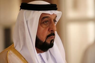 ABU DHABI, UNITED ARAB EMIRATES - April 15, 2008: His Highness Sheikh Khalifa bin Zayed al Nahyan, President of the UAE and Rule of Abu Dhabi, awaits the arrival of the King of Bahrain, Hamad bin Isa al Khalifa, for a luncheon at Mushref Palace. ( Ryan Carter / The National ) *** Local Caption *** RC021-Protocol.jpg