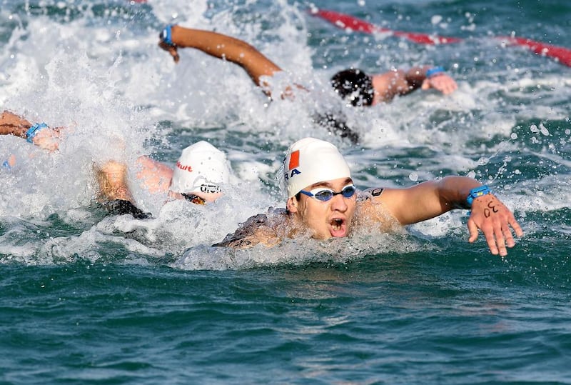 After finishing first in Abu Dhabi, Axel Reymond of France will next go to New Caledonia for trials to reach the World Championships in Kazan. ‘I don’t do the 10km very often,’ he said. Jeffrey E Biteng / The National