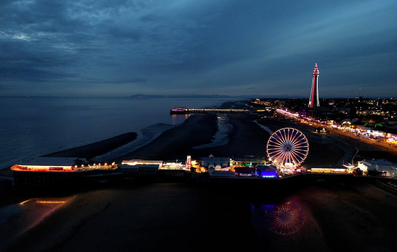 The Blackpool Tower is another of the national landmarks lit up for King Charles's coronation. Reuters
