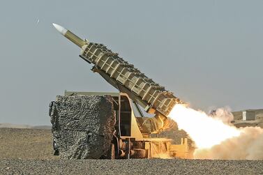 A missile launched during a military drill in Iran on October 20, 2020. WANA via Reuters