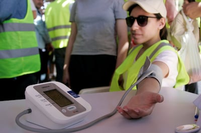 A woman has her blood pressure taken at a World Hypertension Day event in Amman, Jordan. Hypertension prevalence is higher in Middle Eastern countries, on average, than anywhere else in the world. Reuters