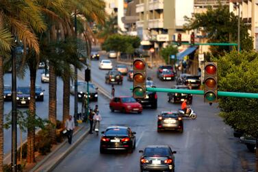 Traffic lights are out on a street during a blackout in Beirut, Lebanon on July 5, 2020. Xinhua/Shutterstock