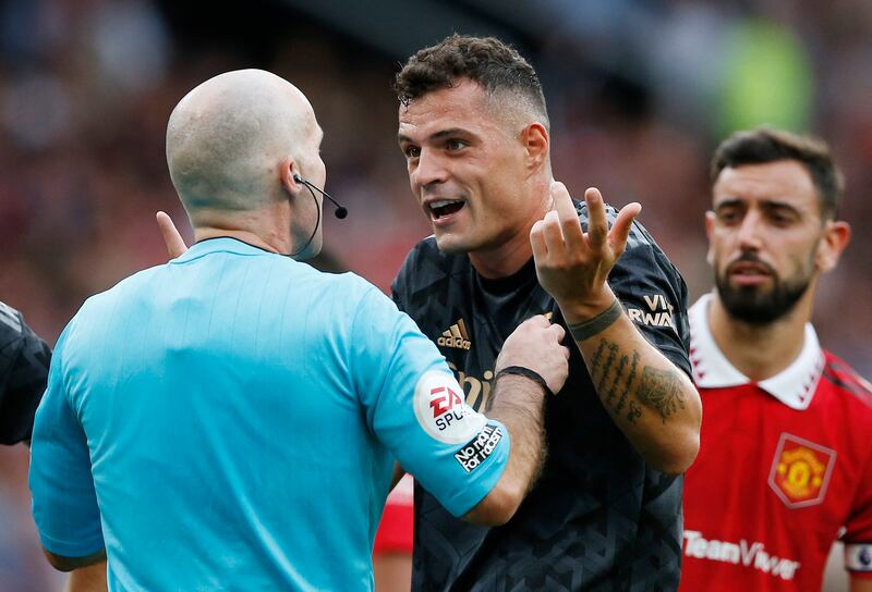 Granit Xhaka 6: Had produced impressive show in middle of park until Arsenal made triple substitution and team completely lost shape. Made right mess of pass near touchline at 3-1 down that almost resulted in United scoring again. Reuters