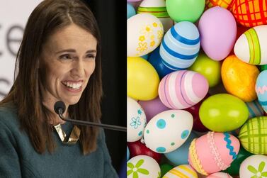 Jacinda Ardern speaks during her post-Cabinet media update at Parliament on April 6, 2020 in Wellington, New Zealand. While she's implemented a lockdown, she's also called for a nationwide Easter egg hunt. Getty and istockphoto