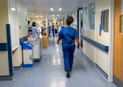 Staff on an NHS hospital ward on February 12. PA
