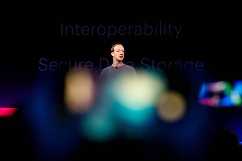 (FILES) In this file photo taken on April 30, 2019 Facebook CEO Mark Zuckerberg delivers the opening keynote introducing new Facebook, Messenger, WhatsApp, and Instagram privacy features at the Facebook F8 Conference at McEnery Convention Center in San Jose, California. Facebook unveiled on June 18, 2019 its global crypto-currency "Libra," in a new initiative in payments for the world's biggest social network with the potential to bring crypto-money out of the shadows and into the mainstream.

 / AFP / Amy Osborne
