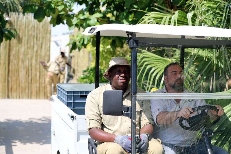Chief curator Marc Gansuana with head keeper Allen Banana at Dubai Crocodile Park 