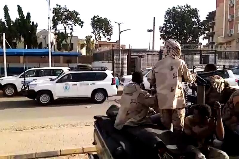 A civilian convoy leaving Khartoum for Port Sudan. AFP