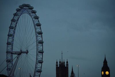 FILE PHOTO: The London Eye is seen near the Houses of Parliament at dawn in central London October 21, 2013. REUTERS/Toby Melville/File Photo