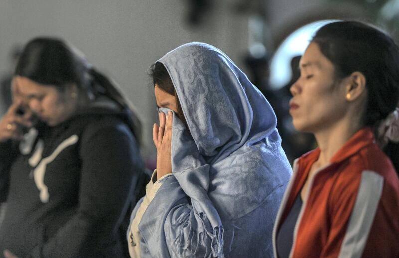 Abu Dhabi, United Arab Emirates - Mass before Christmas for the Filipino Community at St. JosephÕs Cathedral in Mushrif. Khushnum Bhandari for The National