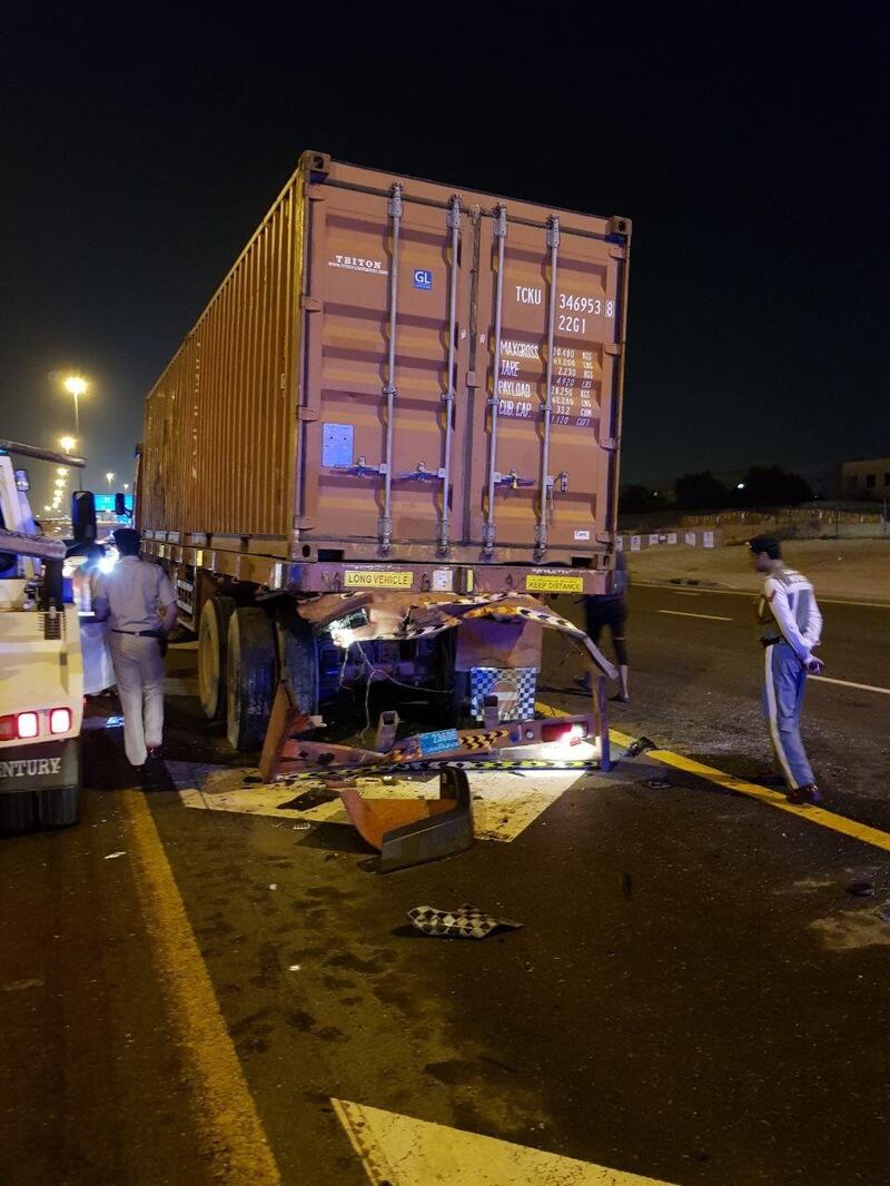 A woman in her thirties sustained serious injuries in a crash on Sheikh Mohammed bin Zayed Road on Sunday morning. Dubai Police