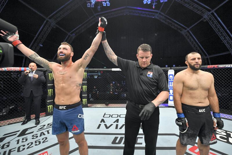 ABU DHABI, UNITED ARAB EMIRATES - JULY 26: Paul Craig of Scotland celebrates after his victory over Gadzhimurad Antigulov of Russia in their light heavyweight fight during the UFC Fight Night event inside Flash Forum on UFC Fight Island on July 26, 2020 in Yas Island, Abu Dhabi, United Arab Emirates. (Photo by Jeff Bottari/Zuffa LLC via Getty Images)