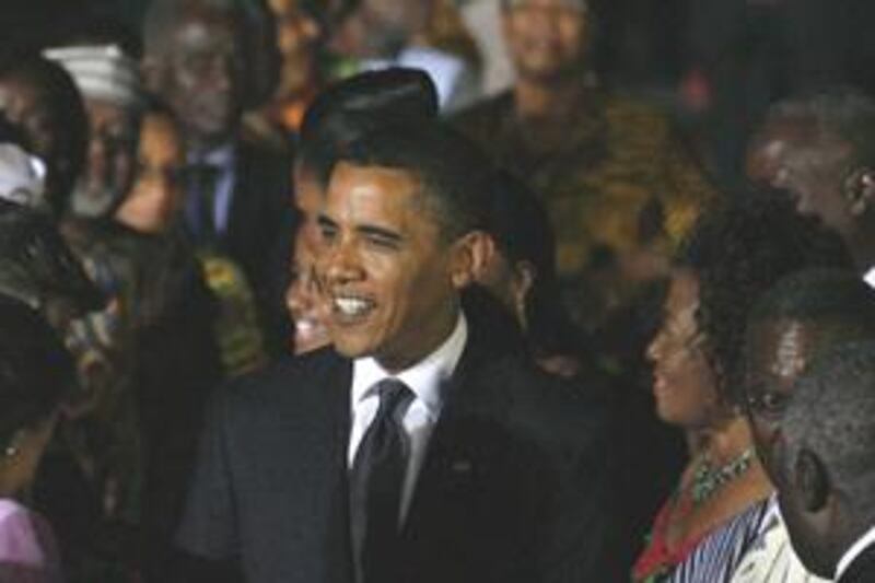 President Barack Obama arriving in Ghana's capital Accra.