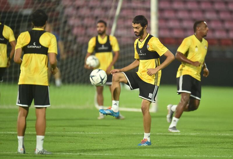 UAE national team train ahead of their World Cup 2022 Qualifier against Thailand. Courtesy UAEFA