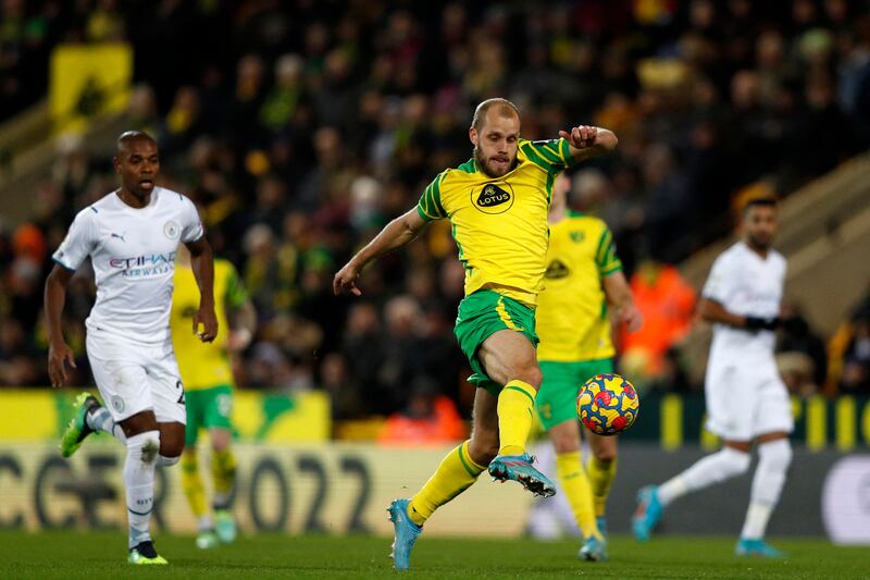 Teemu Pukki – 5. The Finland international had several early moments where he looked to make use of his speed to catch City out, but his impact waned. AFP