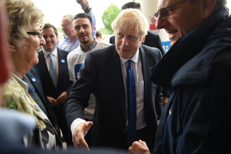 Conservative MP and leadership contender Boris Johnson arrives to take part in a Conservative Party East Midlands Hustings event in Nottingham, central England, on July 6, 2019. Britain's leadership contest is taking the two contenders on a month-long nationwide tour where they will each attempt to reach out to grassroots Conservatives in their bid to become prime minister. / AFP / Oli SCARFF                          
