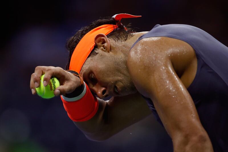 Nadal serves the ball. AFP